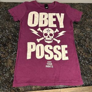 NWOT Obey Posse Adult Small Tshirt Skull Know Your Rights Made in USA